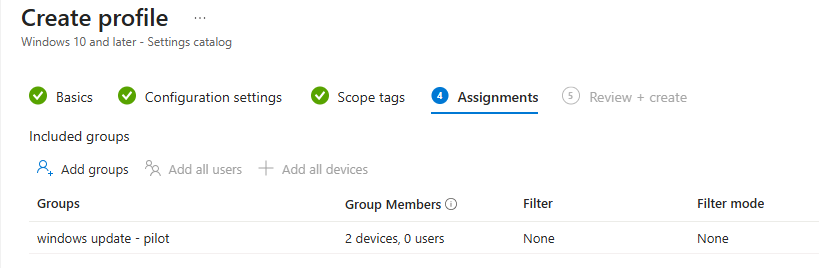 Assign policy to device groups